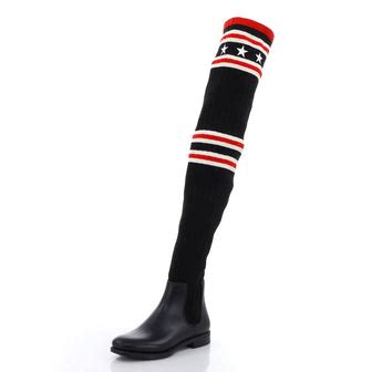 givenchy over the knee knitted rain boots in rubber|GIVENCHY Knit Rubber Storm Over The Knee Boots 37 Black .